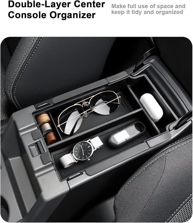 2026 Crosstrek Center Console Organizer - 2 Pcs Double-Layer Armrest Box Organizer + Hanging Center Console Organizer For 2024-2026 Subaru Crosstrek Hybrid/Impreza Accessories - ABS Storage Box