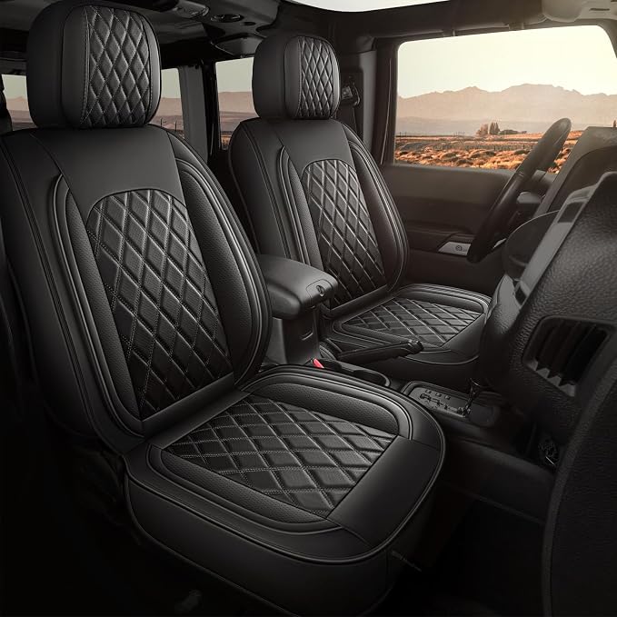MIROZO Tacoma Seat Covers Full Set,Leather Seat Covers for Trucks Waterproof Car Seat Protector Custom Fits for 2016-2023 Toyota Tacoma Crew Cab,Automotive Seat Cover Pickup Cushion (Black, Full Set)