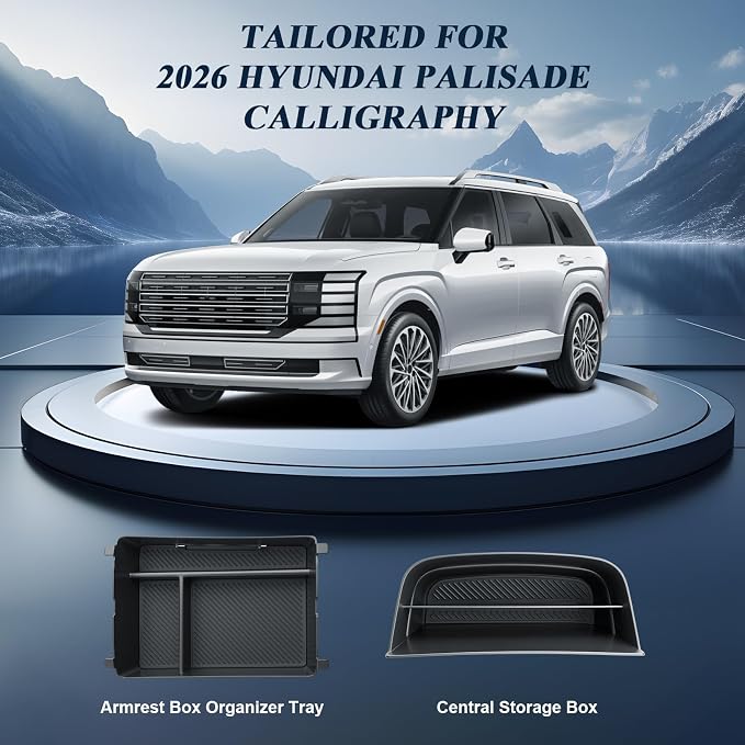 BIBIBO 2Packs for 2026 Hyundai Palisade Center Console Organizer 2026 Hyundai Palisade Calligraphy Insert Console Tray 2026 Palisade Organizer Shelf 2026 Palisade (ONLY FIT Palisade Calligraphy)