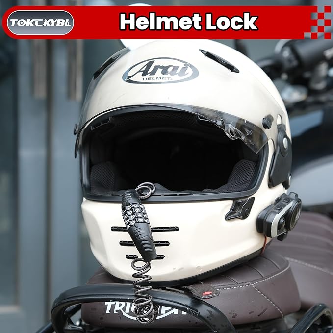 Motorcycle Lock, Heavy Duty Anti Theft Helmet, Brake and Handlebar Lock, Universal for Motorcycles, ATVs, Dirt Bikes, Mopeds, Scooters, Red