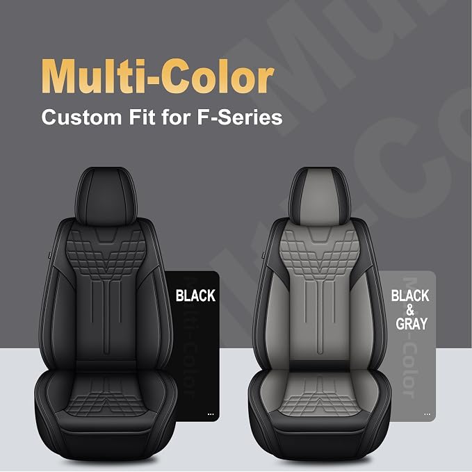 for Ford 2025 2026 F150 Seat Covers 2009-2026 F250 F350 F450 2017-2026 | Premium Handmade Leather Waterproof Fits Not Only SuperCrew Lightning King Ranch Platinum Tremor SVT Raptor