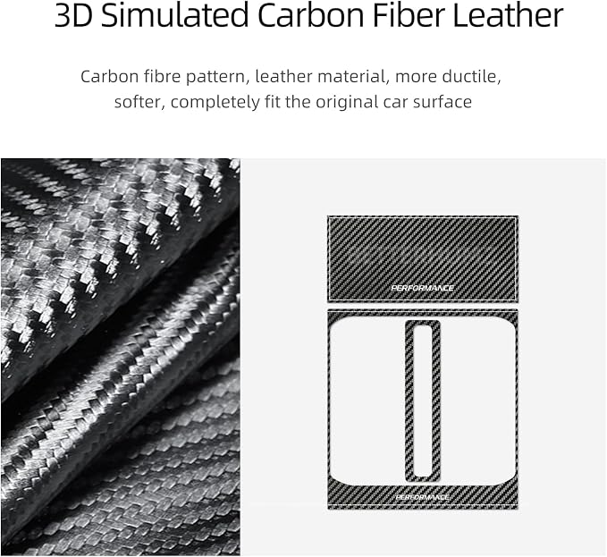 BETTERHUMZ Central Control Gear Shift Panel Cover Sticker Compatible with Ford F150 2021 2022 2023 2024 2025 for Alcantara Carbon Leather Car Interior Accessories (Carbon Leather)