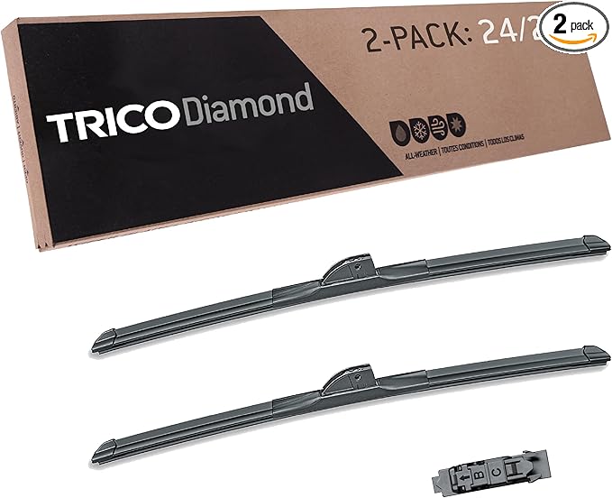 TRICO Diamond 24" + 24" Super Premium Automotive Replacement Windshield Wiper Blades (Set of 2), Passenger and Driver Side All-Weather Beam Wiper Blades for Select Vehicle Models (Item #25-2424)