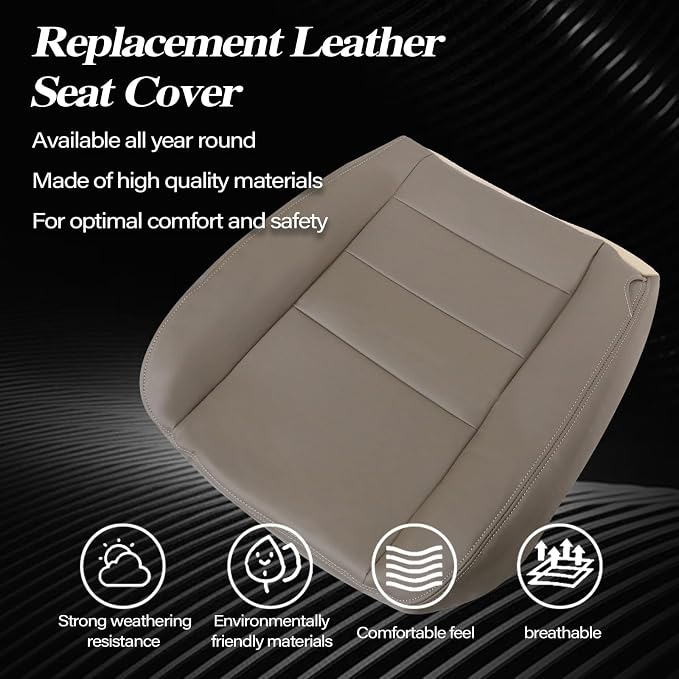 SecosAutoparts Driver & Passenger Side Bottom & Top Lean Back Leather Replacement Seat Covers Tan Compatible with Ford Excursion 2002-2005 Compatible with Ford F250 F350 Lariat 2002-2007