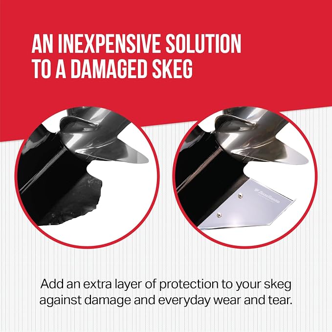 MEGAWARE KEELGUARD 27261 SKEGGUARD Fix Broken Motor Skeg, Prevent Damage | Protects skeg from wear and minor impacts, restores function to damaged or broken skegs, 316-Stainless steel with drain