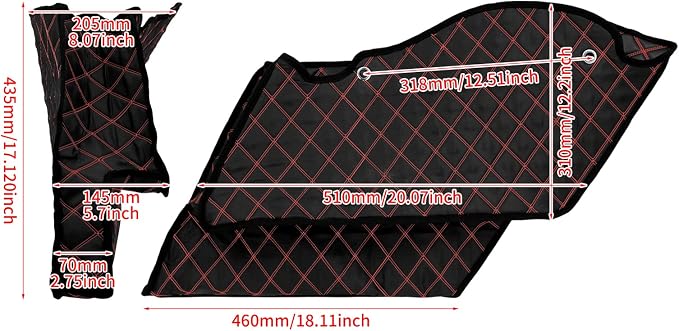 5'' Stretched Saddlebag Liners Inserts Red Thread Compatible with Harley 2014-2023 1 Pair