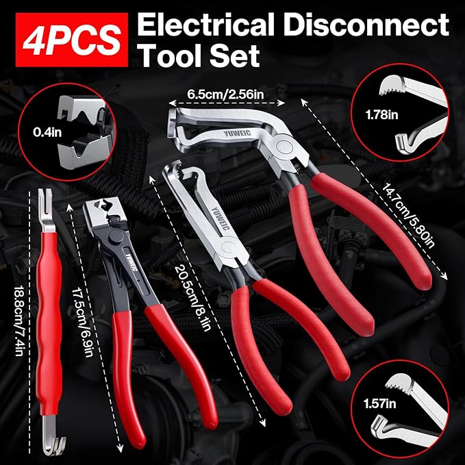 10 PCS Electrical Disconnect Pliers Fuel Line Disconnect Tool Kit, Hose Clamp Pliers Set with Snap Ring Pliers, Trim Removal Tools, Hose Removal Tool for Auto Repair