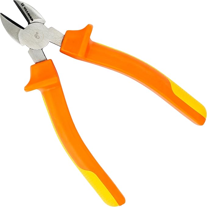 Ullman Insulated 6 in Side Cutting Pliers with Industrial Non-Slip Grip - Perfect Hand Tool for Electricians, HVAC, and Contractors