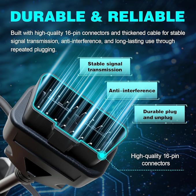 5FT OBD2 OBDII Cable Fit for Zurich ZR11 ZR13 ZR15 Scan Tool Code Reader Scanner, Replace 63807 63806 56218 Diagnostic Scan Tool Cord