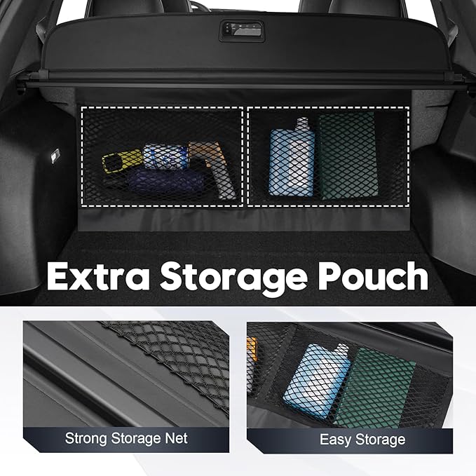 Cargo Cover for Chevy Equinox 2025 2026 GMC Terrain with Extra Storage Net, Retractable Trunk Cover for Chevrolet Equinox 2025 2026 Security Shade Shield Cover No Gap Design