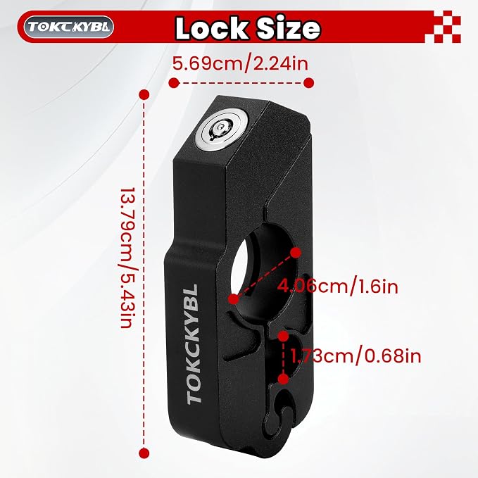 Motorcycle Lock, Heavy Duty Anti Theft Helmet, Brake and Handlebar Lock, Universal for Motorcycles, ATVs, Dirt Bikes, Mopeds, Scooters, Black