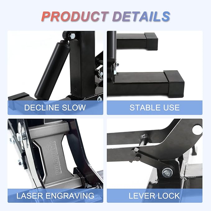 POLARBEAR Dirt Bike Stand Hydraulic Jack Vertical Lift CNC, for Dirt Bike/ATV/ADV/Rally Maintenance, Motorcycle Dirtbike Engine Stand with 1200Lbs Capacity(Silver)