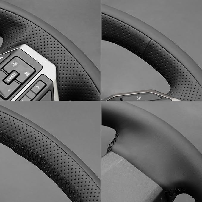 MEWANT Hand Stitch Steering Wheel Cover for Toyota Land Cruiser 2024-2026, Custom Fit DIY Wrap Interior Accessories
