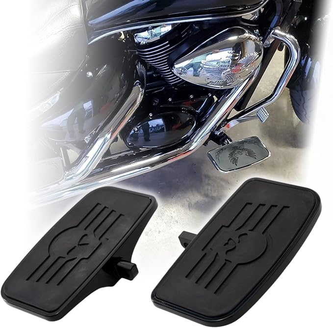 Kinglemc Rear Passenger Footpeg Passenger Peg Floorboard Footboard for Harley Dyna Electra Glide Road Electra RoadKing Fatboy Sportster 883 1200 Sportsters Dynas Softails V-Rod (Skull 7.9*4.5", Black)