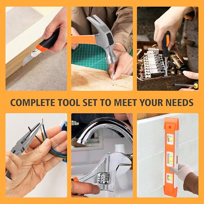 GarveeTech 247 Piece Tool Set, General Home/Auto Repair Tool Kit, Combination Package Mixed Tool Set Hand Tool Kit with Plastic Toolbox Storage Case