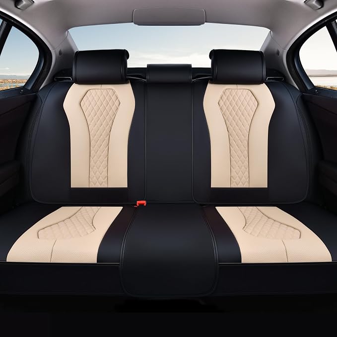 Coverado Car Seat Covers, Back Car Seat Cover, 3-Pieces Leather Seat Cover, Luxury Car Seat Cushion, Luxury Seat Cover Seat Protector Universal Most Cars Trucks SUV