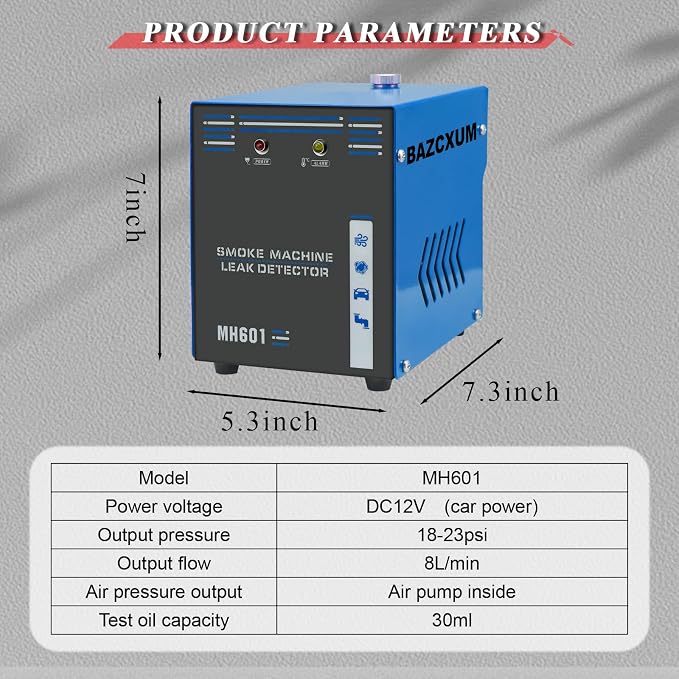Smoke Machine Automotive with Advanced Air Pump Built-in, Professional Smoke Machine Leak Detector for All 12V DC car, Diagnostic Smoke Leak Tester for EVAP, Vacuum and Fuel Pipe System