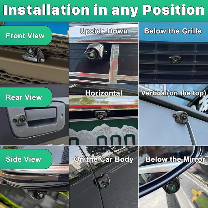 AHD 1080P Vehicle Backup Camera with Adjustable Lens+4Pin Male to M12 Aviation Female Cable Plug Adapter Converter
