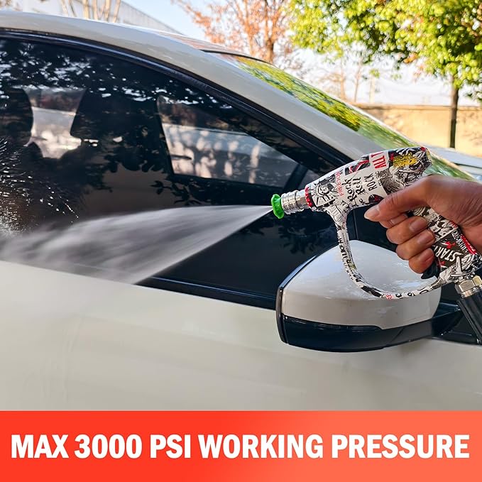 Bear Force High Pressure Washer Gun 3000 PSI Max, Power Washer Short Gun M22-ID14mm with 1/4“ Quick Connector, Car Wash, Car Cleaning, Car Care Detailing