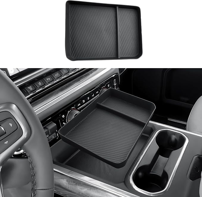 2026 Silverado HD Center Console Organizer - For 2024-2026 Chevy Silverado 2500 HD/3500 HD Accessories TPE Center Console Organizer - Under Screen Organizer Only Fit Full Console w/Bucket Seats