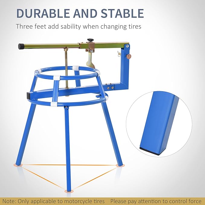 DURHAND Motorcycle Tire Changing Stand Durable Steel Machine with Adjustable Bead Popper and Leverage Handle for 16" - 24" Multi Size