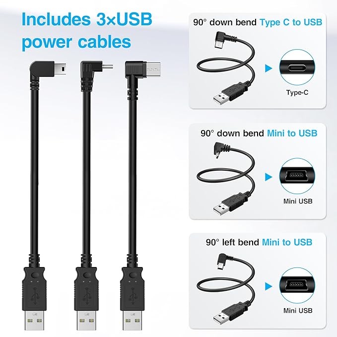 Dash Cam Power Adapter,(10P Type C)Fit Chrysler,Dodge Ram 1500/2500/3500,Jeep Cherokee/Grand Cherokee/Compass/Wagoneer,Connect Auto-Dimming Rearview Mirror,Power Adapter Cable for Dashcam Camera