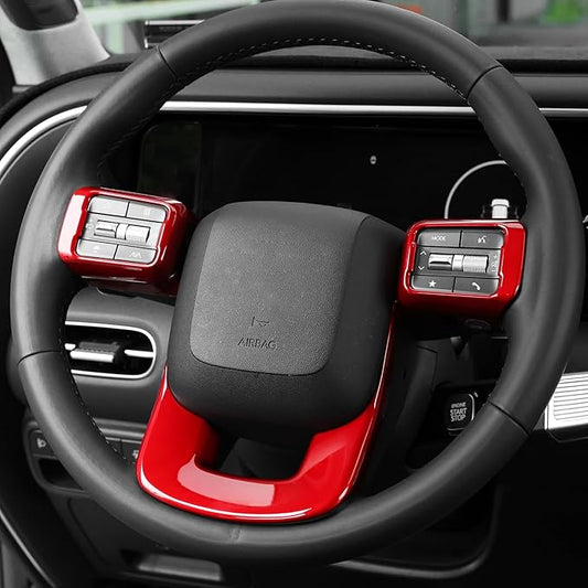 YOUTOOCAR Steering Wheel Cover Trim Compatible with Hyundai Santa Fe 2024-2026 Hyundai Palisade 2026 Hyundai IONIQ 9 Accessories (Red)