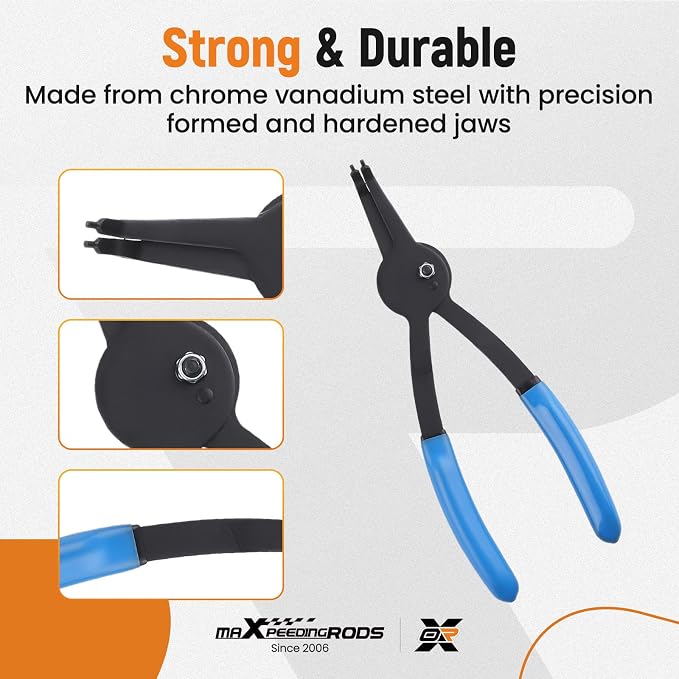 maXpeedingrods 12 Piece Versatile Retaining Snap Ring Pliers set, Heavy Duty Fixed Tip Combination Internal and External Snap Ring Pliers for 0.038in 0.047in 0.070in 0.090in