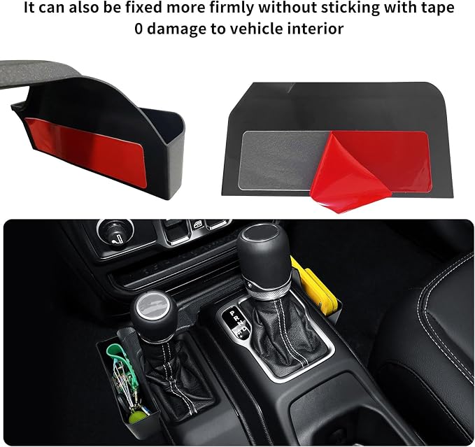 2025 2024 2023 2022-2018 3 Pcs Center Console Organizer for Jeep Wrangler JL JLU Accessories & Jeep Gladiator JT Accessories &Rubicon Sahara Gear Shift Side Tray Organizer Hanging Armrest Storage Box