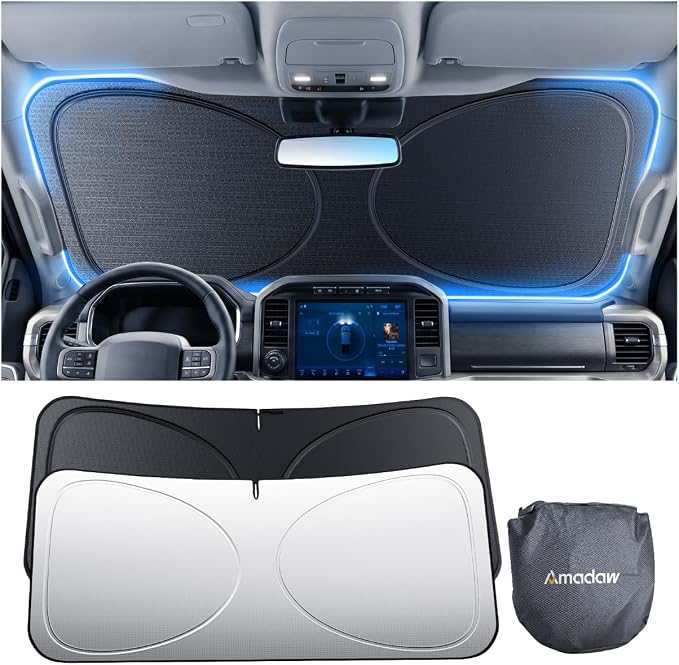 SUV Windshield Sun Shade for Explorer,Pilot,X5,Expedition,Telluride,Atlas,Mach-E & More | Multi-Layer UV Block & Heat Insulation | Keeps Car Cool & Protects Interior, M(64" L x 32" W)
