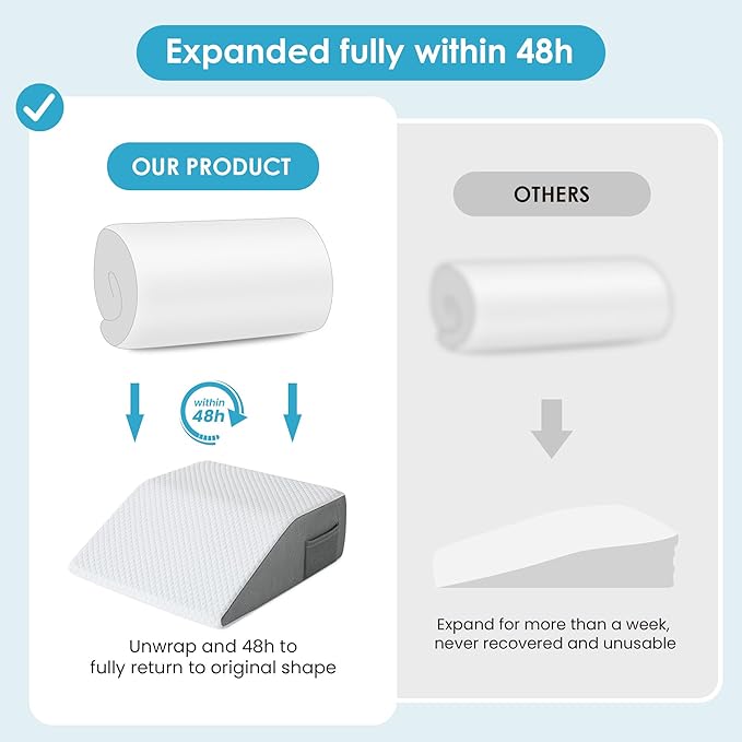 Cozymaker Adjustable Leg Elevation Pillows for Swelling, Cooling Gel Memory Foam Wedge Pillows for After Surgery, Sciatica Back Knee Hip Ankles Pain Relief, Leg Pillows for Sleeping