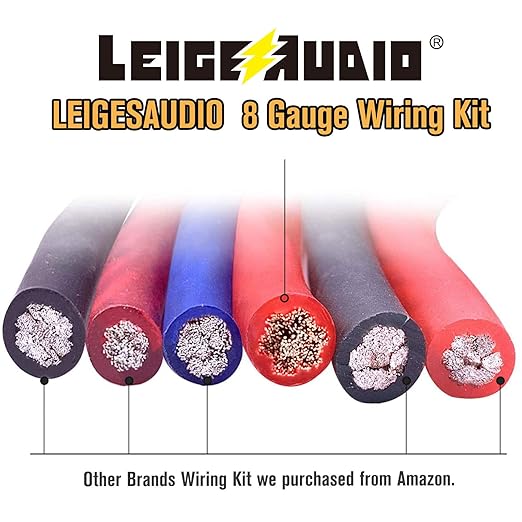 8 Gauge Subwoofer Wiring Kit Ture 8 AWG Amplifier Installation Wiring Kit - Car Amp Wiring Kit Helps You Make Connections and Brings Power to Your Radio, Subwoofer and Speakers