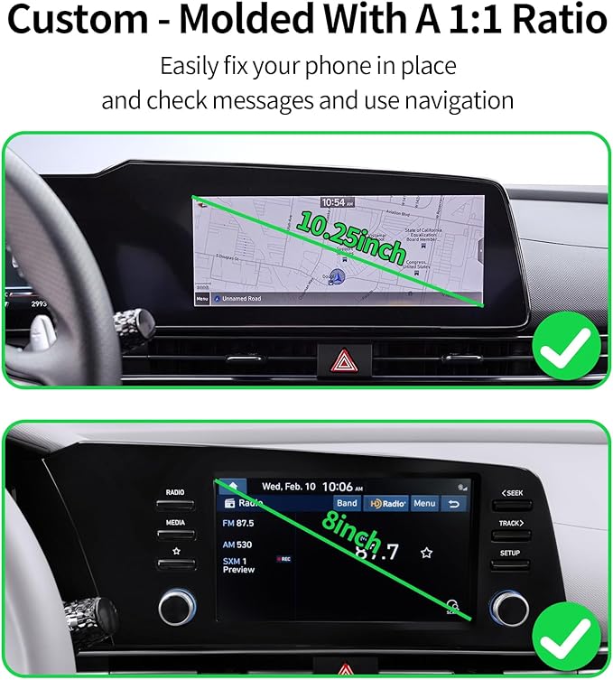 Wireless Charging Car Phone Holder for Hyundai Elantra/Hybrid 2021-2025 / Elantra N 2023-2025, 8/10.25" Screen Fixed Clip, 360° Rotation Car Phone Mount Compatible with MagSafe