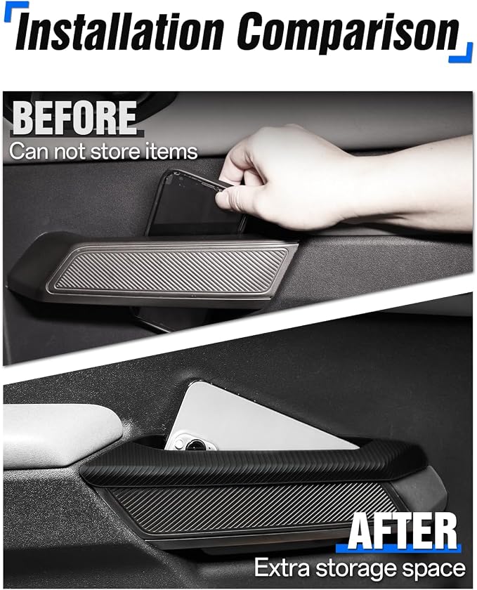 ROADER Bronco Door Handle Storage Box Compatible with Ford Bronco 2021-2025 Accessories 4 Door, Silicone Front & Rear Door Grab Handle Pocket Storage Side Organizer Container, 4PCS - Black