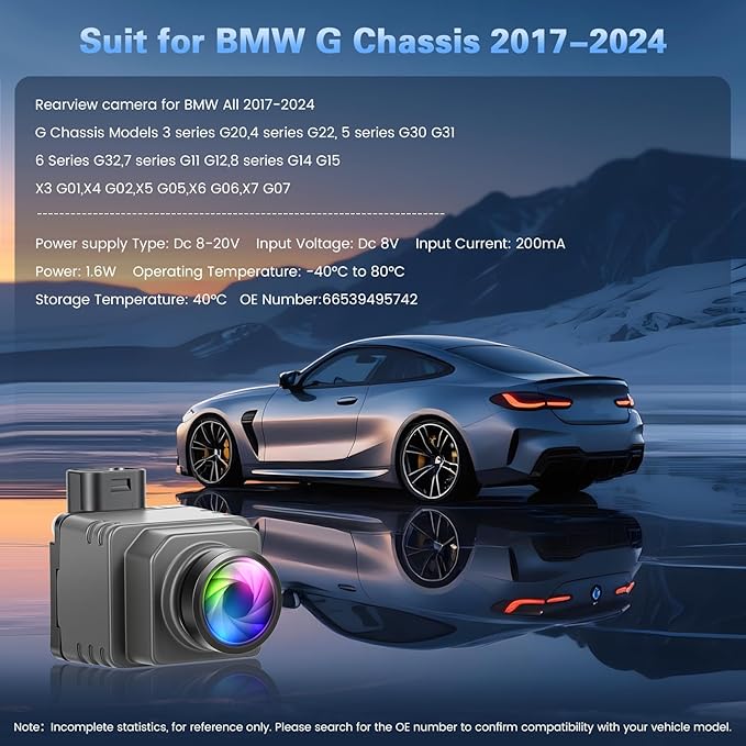 Surround View Camera Replacement with Full Color Night Vision for BMW G Chassis 2017-2024(OE Number: 66539495742)
