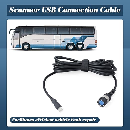 88890305 Scanner Diagnostic Cable USB Adapter Connector Compatible with Volvo Truck Excavator Automotive Vehicle Parts, Replace for VOCOM 88890300 for VOCOMII 88894000 12-Pin