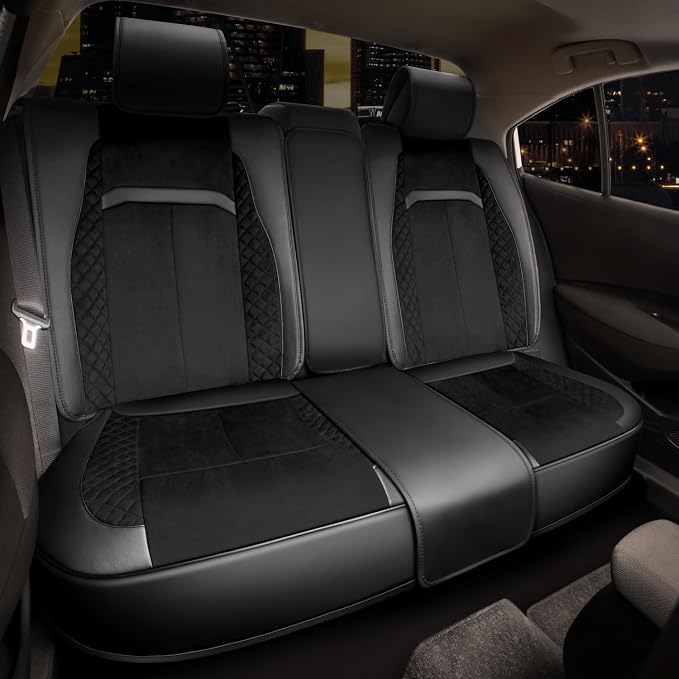 Voris Series Full Set Seat Covers Universal for Cars Trucks SUV, Black, CA-SC-VORIS-Full-BK