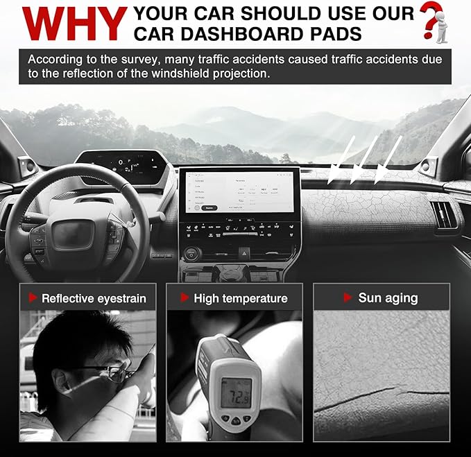 Autorder Dashboard Cover Mat for Toyota bZ4X /Subaru Solterra 2023 2024 2025 Accessories Dash Cover Upgrade Velvet Dash Mat Sunshade Glare UV Rays Protector