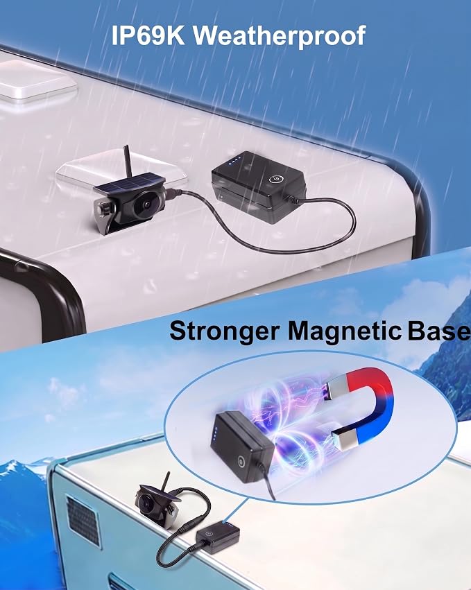 1080P Magnetic Wireless Backup Camera with 8700mAh Magnetic 12V Battery Pack