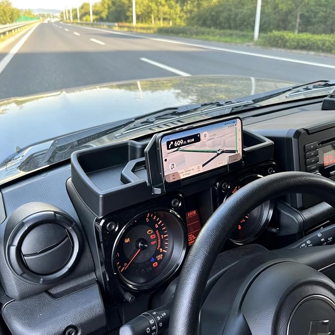 2-in-1 Phone Mount and Storage Tray for 2019-2026 Suzuki Jimny Phone Holder | Center Console Dash Organizer Storage Box Interior Accessories