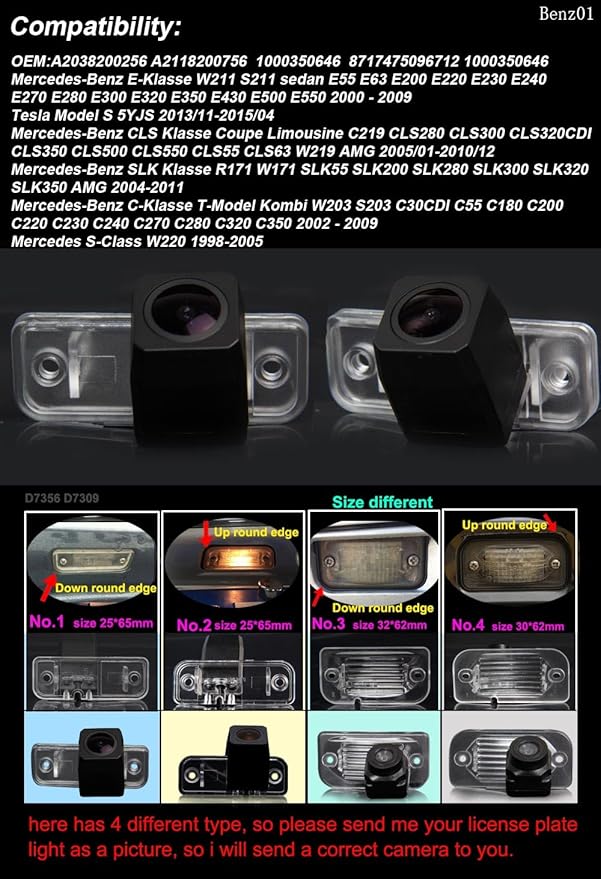 Car Camera Replacement for MB E CLS SLK C W211 S211 E55 E63 E200 E220 E230 E240 E270 E280 E300 E320 E350 E430 E500 E550 C219 CLS280 CLS300 CLS320CDI CLS350 CLS500 CLS550 CLS55 CLS63 W219