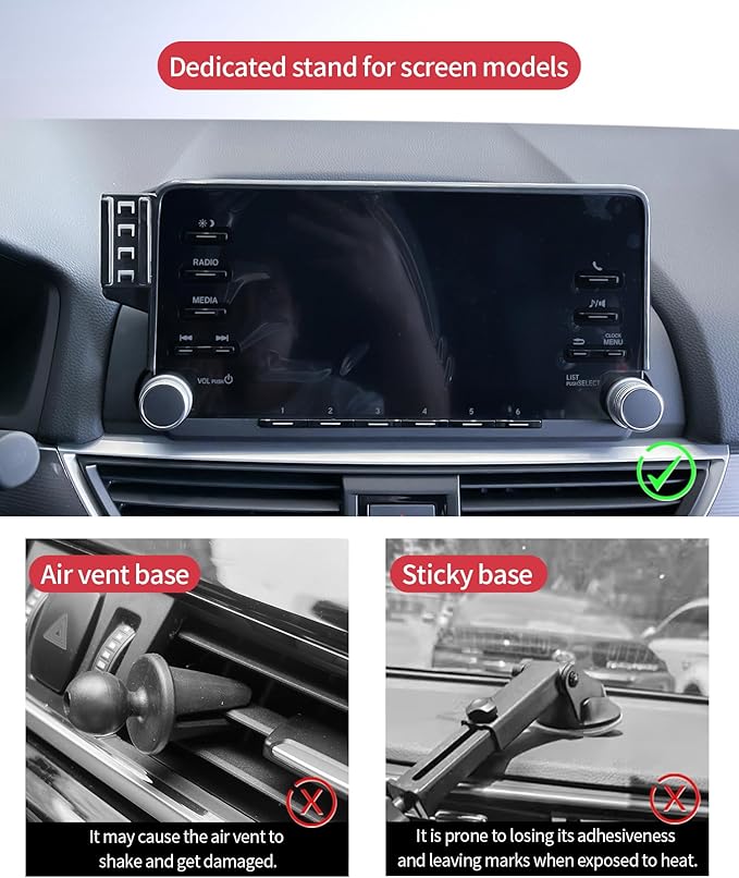 Wireless Charging Car Phone Holder for Honda Accord/Hybrid 2018-2022, 8" Screen Fixed Clip, 360° Rotation Car Phone Mount Compatible with MagSafe
