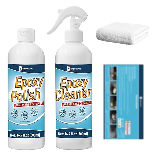 Resin Polishing Kit, Removes Scratches & Scuffs Epoxy Polish 16oz and Cleaner 16oz, for Epoxy, Metal, Jewelry