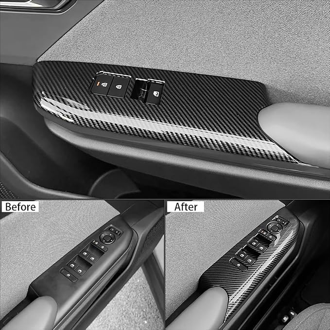 Car Interior Window Switch Panel Cover Side Door Glass Lock Control Button Cover Compatible with Kia K4 2025-2026 Accessories (Carbon Fiber Style)