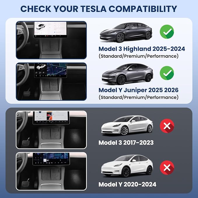 for Model Y Juniper & Model Y L Under Screen Storage Organizer 2025-2026 Upgrade, Model 3 Highland Center Console Organizer Tray 2024-2026 for Tesla Model Y Juniper Accessories, Black
