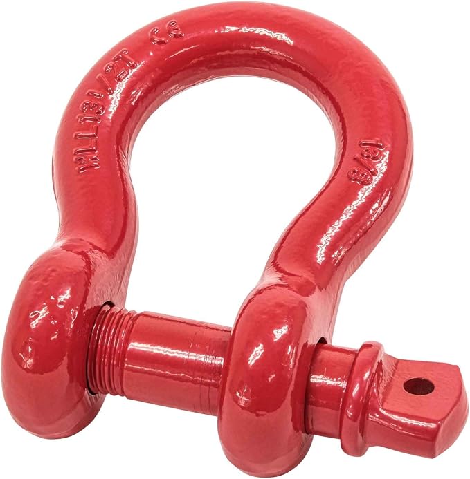 Mytee Products (2 Pack 1-3/8" Anchor Shackle Forged Carbon Steel w/Alloy Screw Pin WLL 13.5 Tons (27,000 lbs) | Double Rust Protection Heavy Duty D Ring Shackle for Towing, Rigging & Vehicle Recovery