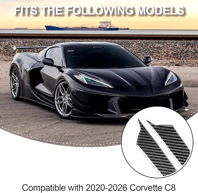 Real Carbon Fiber Tail Light Trim Compatible with Corvette C8 2020-2026, Exterior Decor Sticker Accessories