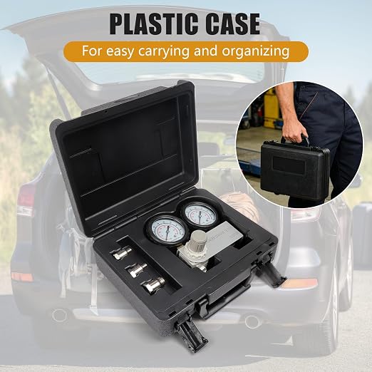 Cylinder Leak Down Tester Kit, Cylinder Gas Leakage Detector | Dual-Gauge 0-100PSI/700kPa CLD200M Cylinder Gas Leakage Detector 10-18mm Spark Plugs Gas Engine Diagnostic Tool, Black