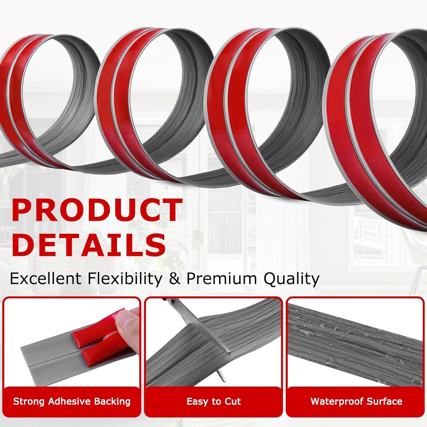 Flexible Wall Corner Protector Moulding Trim Peel and Stick Wall Corner Guards Edge Protector Self Adhesive Molding Trim Strip for Edge Ceiling (Deep Gray Wood Grain, 1.6 in x 20 Ft)