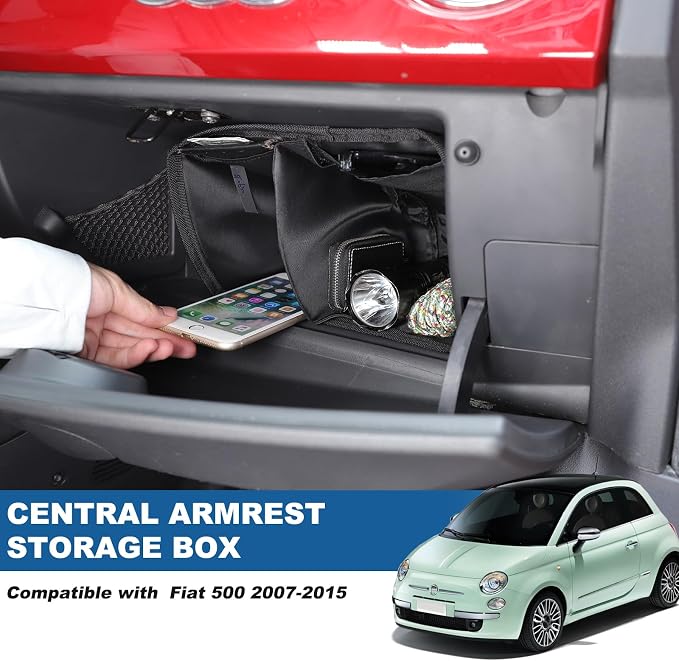 Car Glove Box Organizer Bag Compatible with Fiat 500 2007-2015 Accessories Car Glove Insert Compartment Bag Interior Accessories